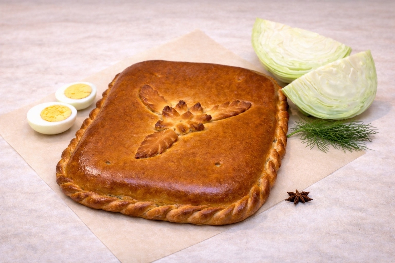 Пирог с капустой и яйцом