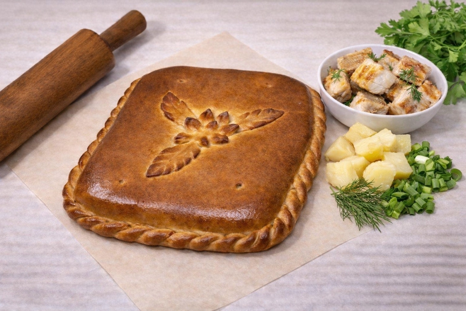 Пирог с треской и картофелем