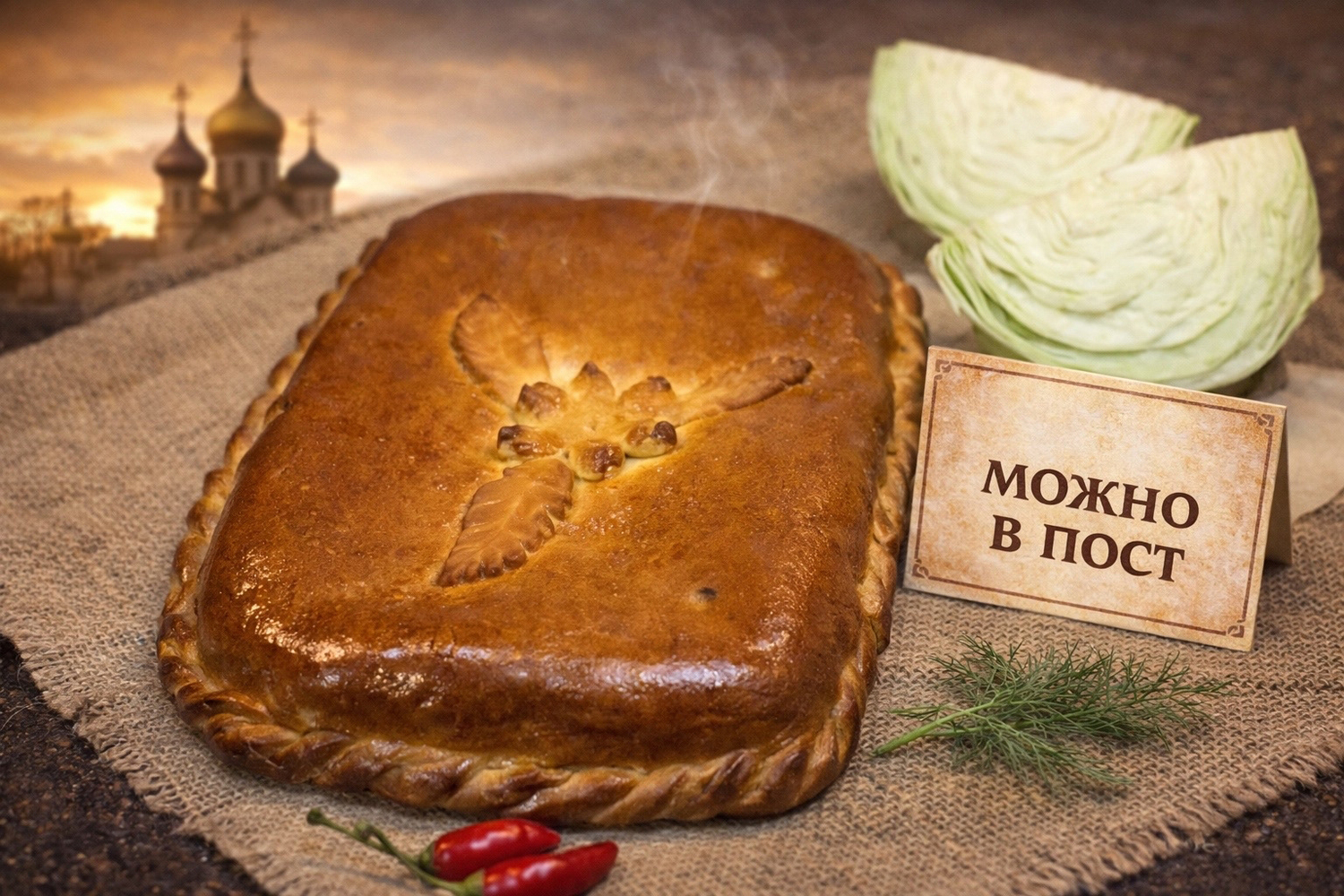 Постный пирог с капустой