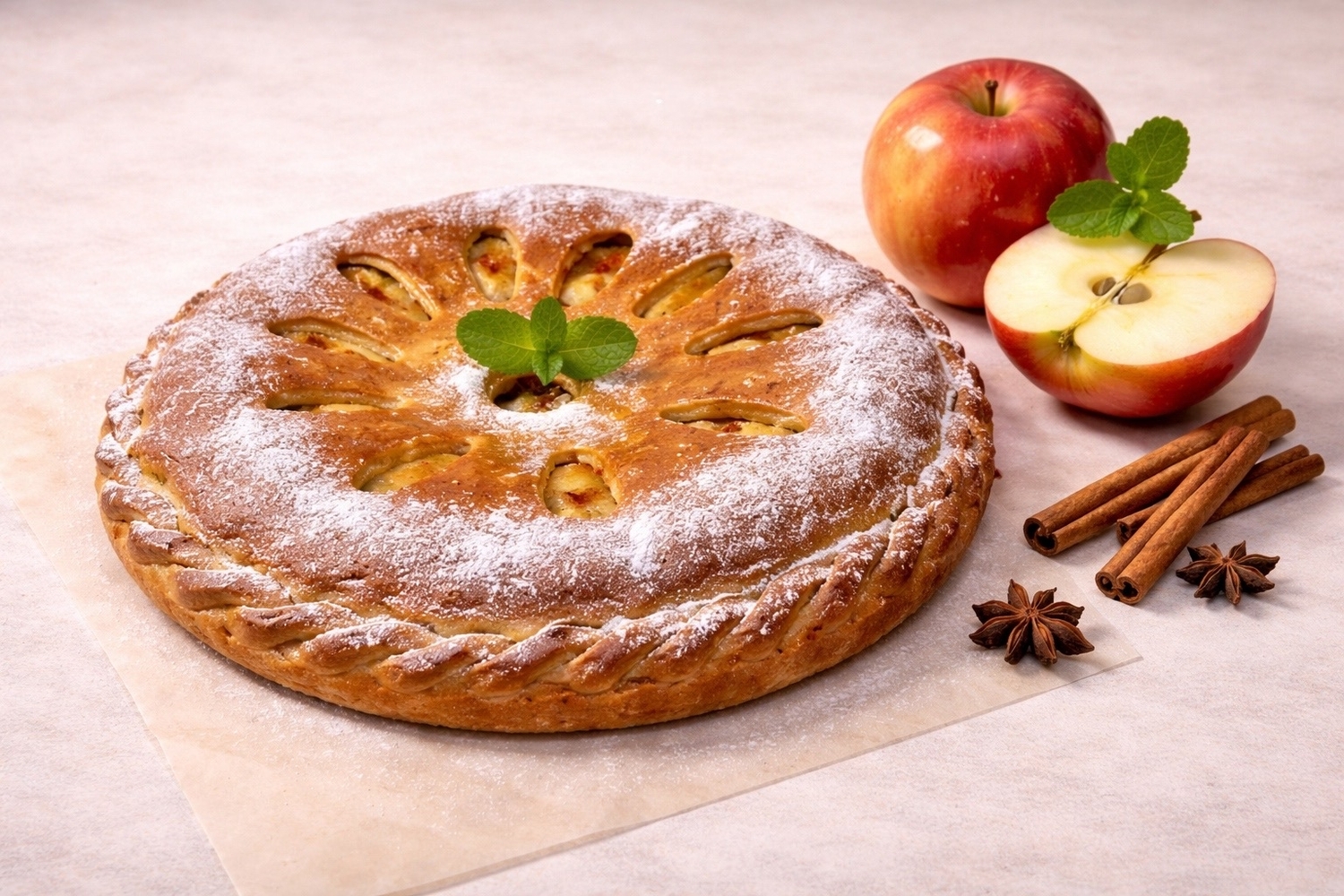 Пирог с яблоком, корицей