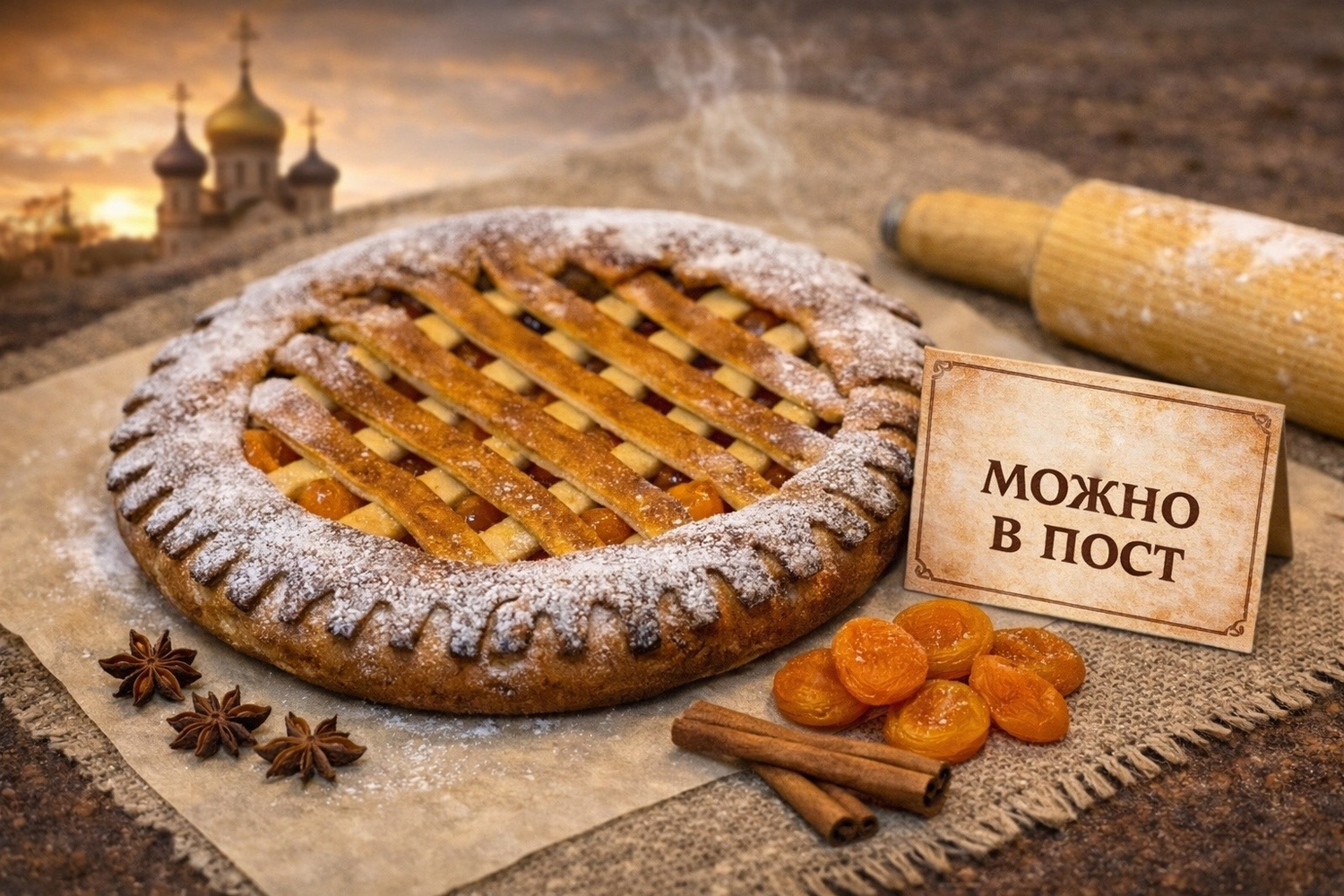 Постный пирог с курагой